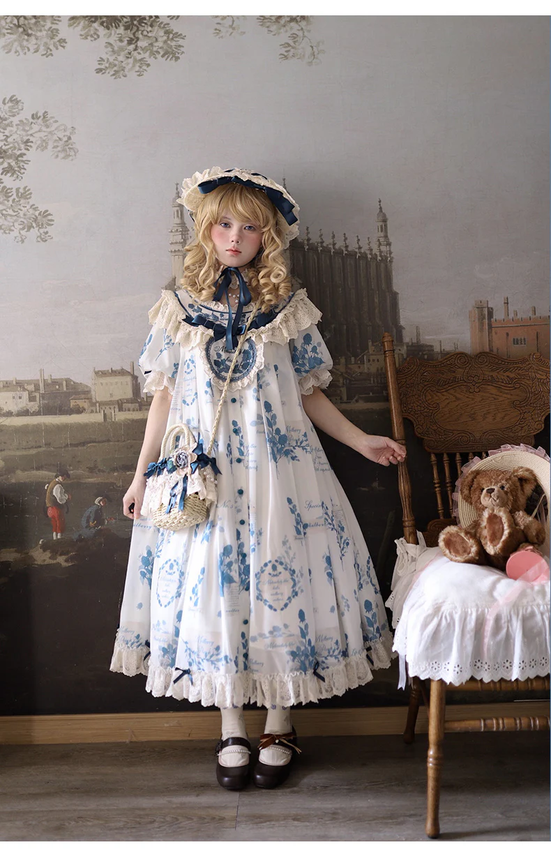 Mulberry Poem - Country Lolita Printed Dress with Cardigan Set - Image 10