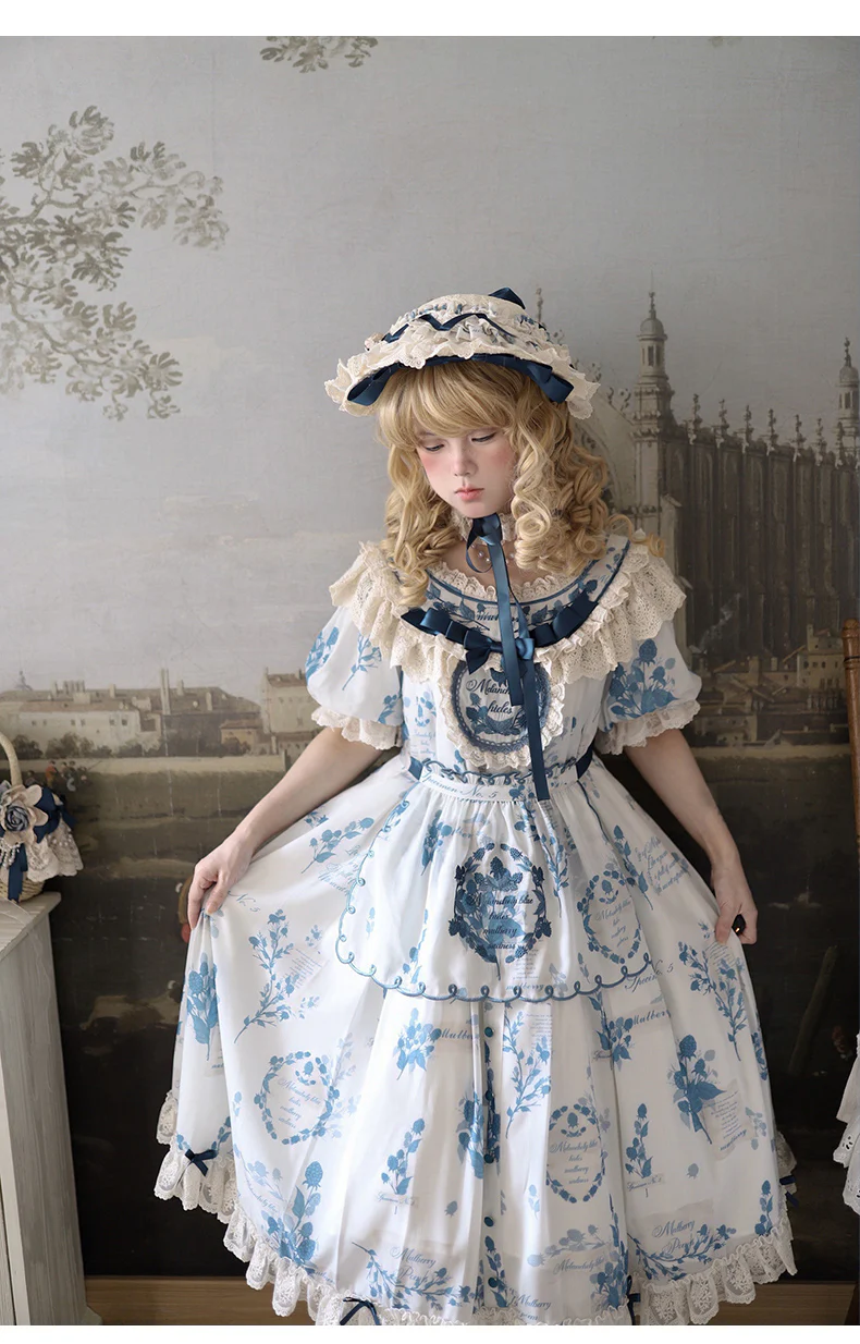 Mulberry Poem - Country Lolita Printed Dress with Cardigan Set - Image 11