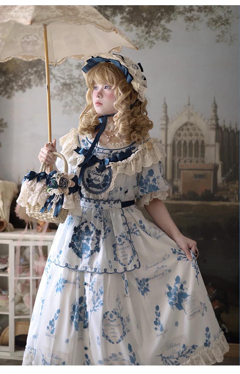 Mulberry Poem - Country Lolita Printed Dress with Cardigan Set - Image 12