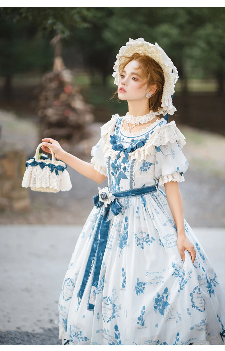 Mulberry Poem - Country Lolita Printed Dress with Cardigan Set - Image 14