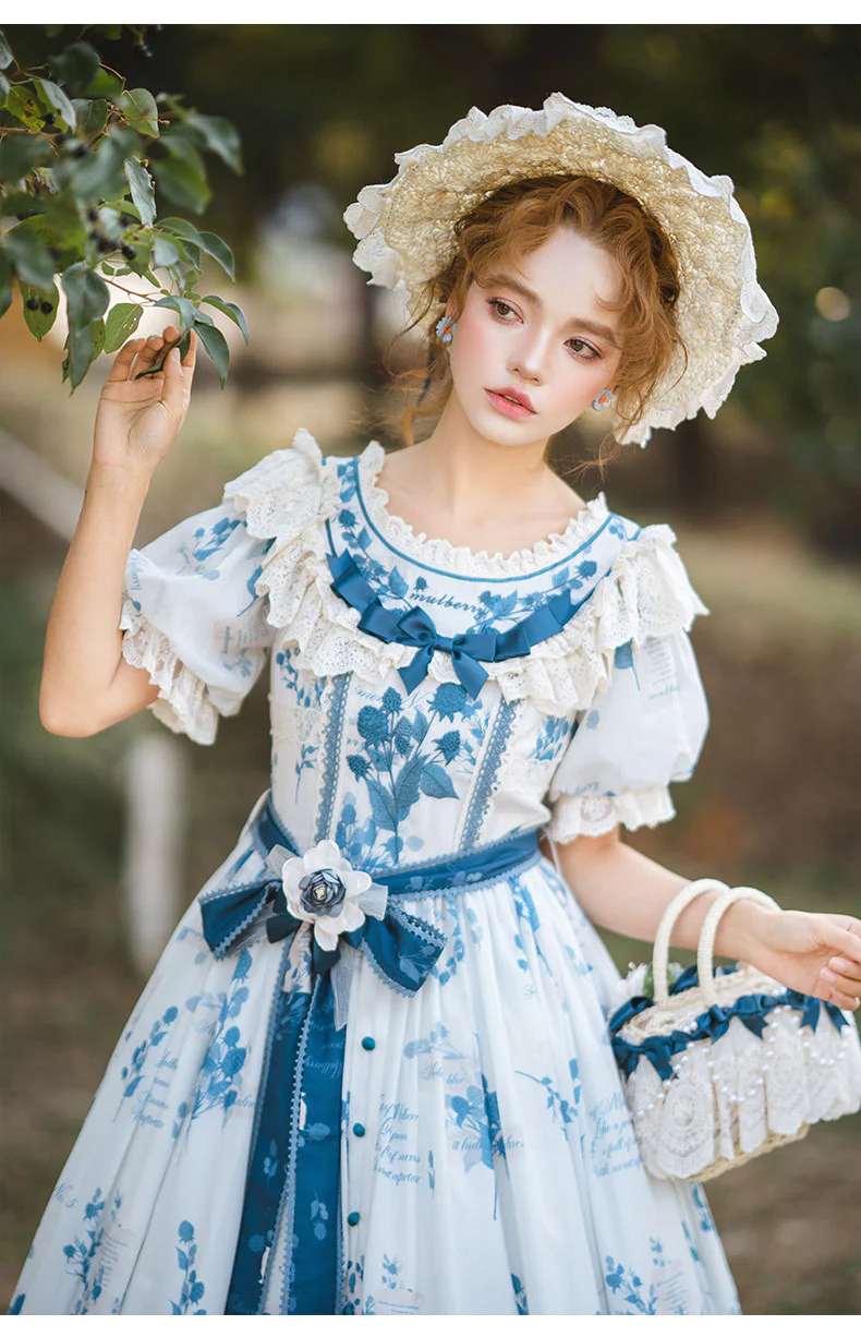 Mulberry Poem - Country Lolita Printed Dress with Cardigan Set - Image 15