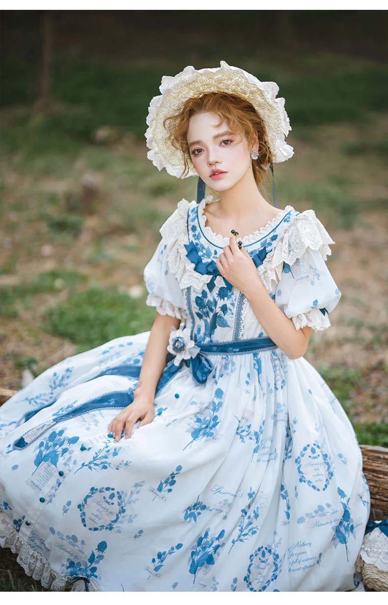 Mulberry Poem - Country Lolita Printed Dress with Cardigan Set - Image 16