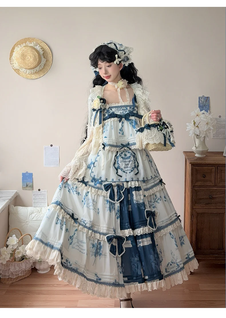 Mulberry Poem - Country Lolita Printed Dress with Cardigan Set - Image 19