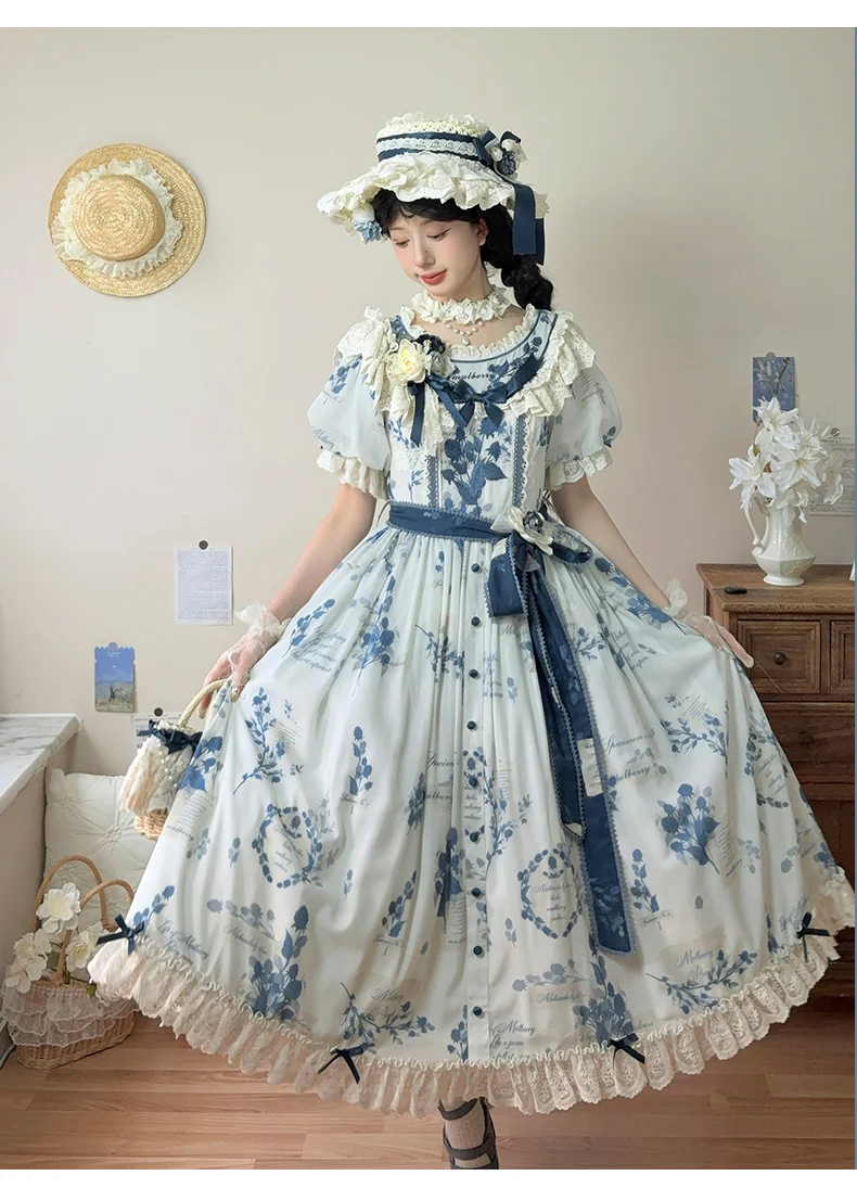 Mulberry Poem - Country Lolita Printed Dress with Cardigan Set - Image 20