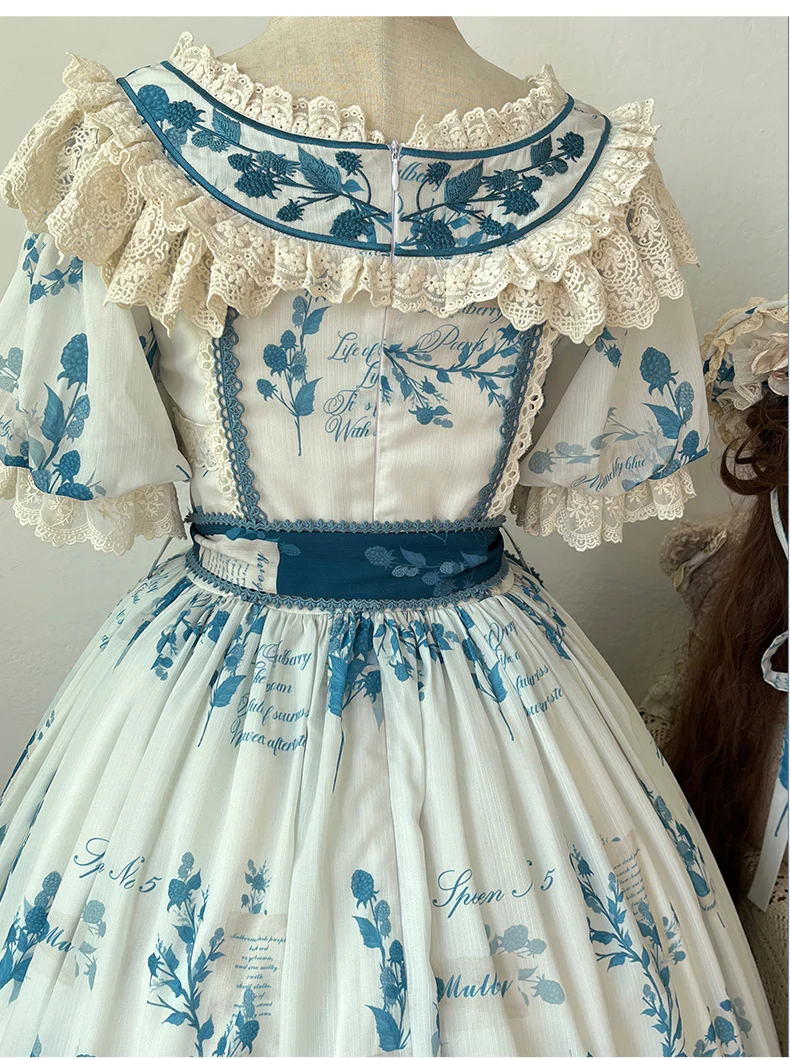 Mulberry Poem - Country Lolita Printed Dress with Cardigan Set - Image 29
