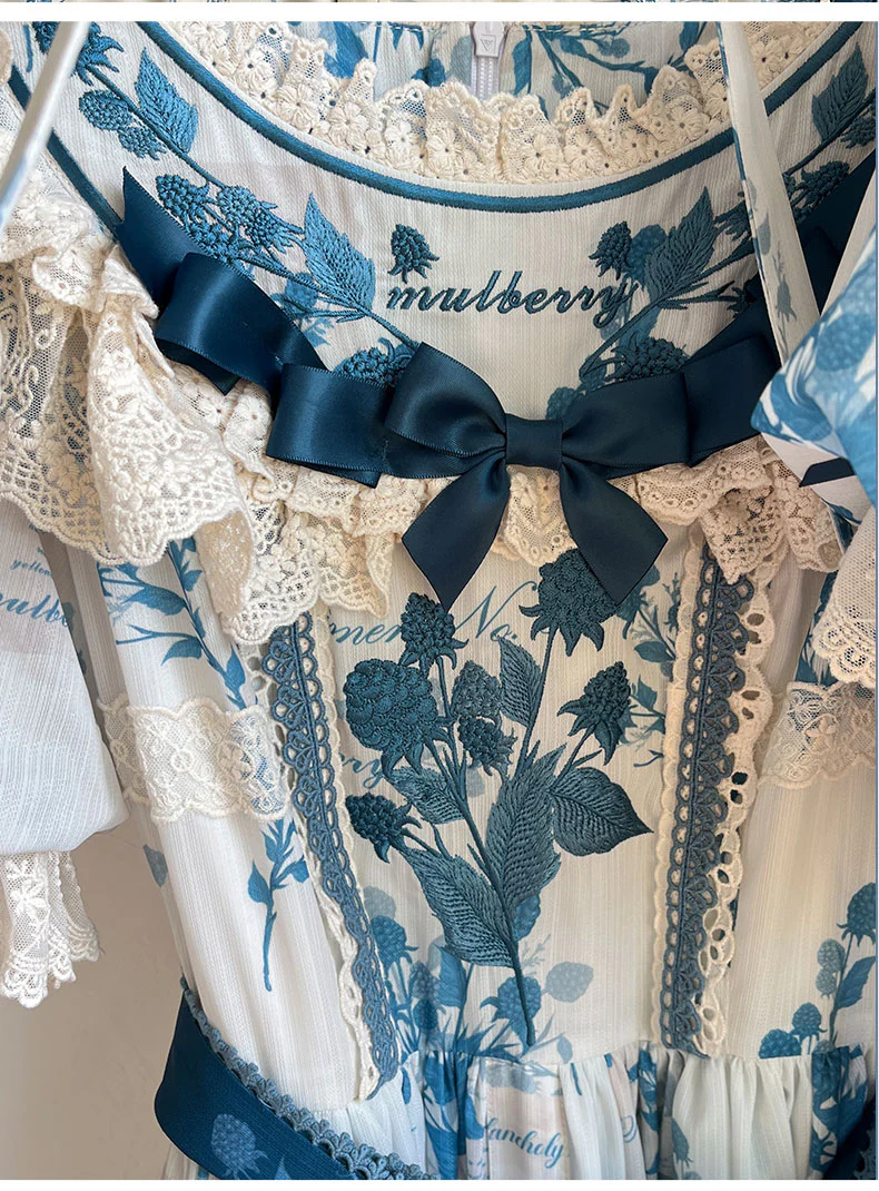 Mulberry Poem - Country Lolita Printed Dress with Cardigan Set - Image 32