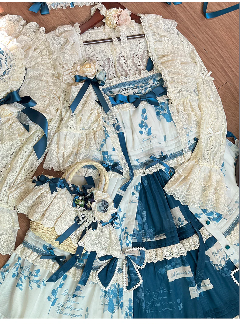 Mulberry Poem - Country Lolita Printed Dress with Cardigan Set - Image 35