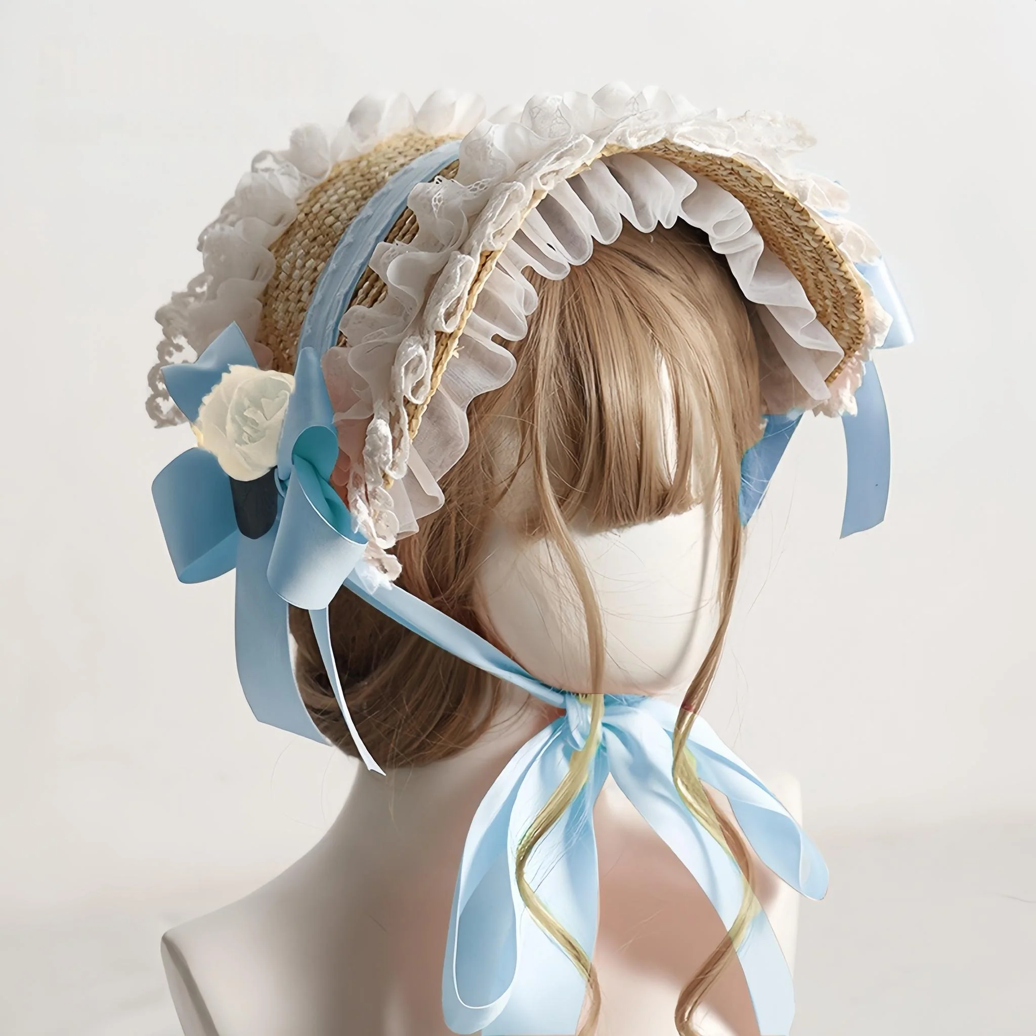 The Accessories' Story - Country Lolita Straw BNT, Ruffled Lace, Artificial Flower - Image 10
