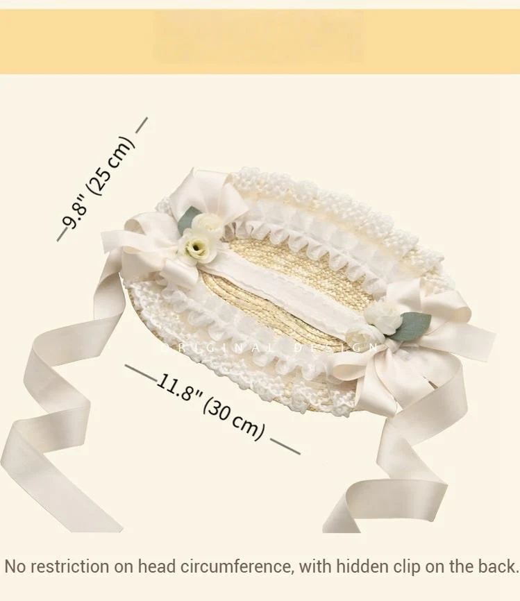 The Accessories' Story - Country Lolita Straw BNT, Ruffled Lace, Artificial Flower - Image 14