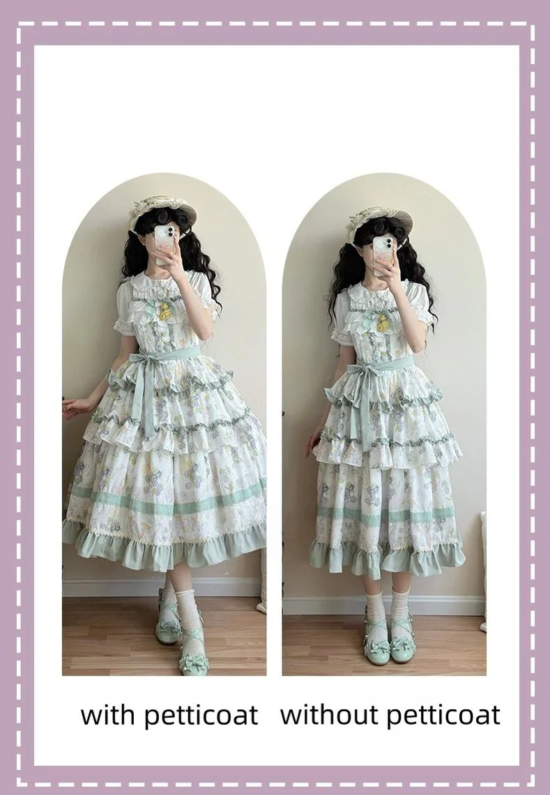 Qianmu - Blueberry Midsummer - Country Lolita Tiered JSK, Blueberry Print - Image 18