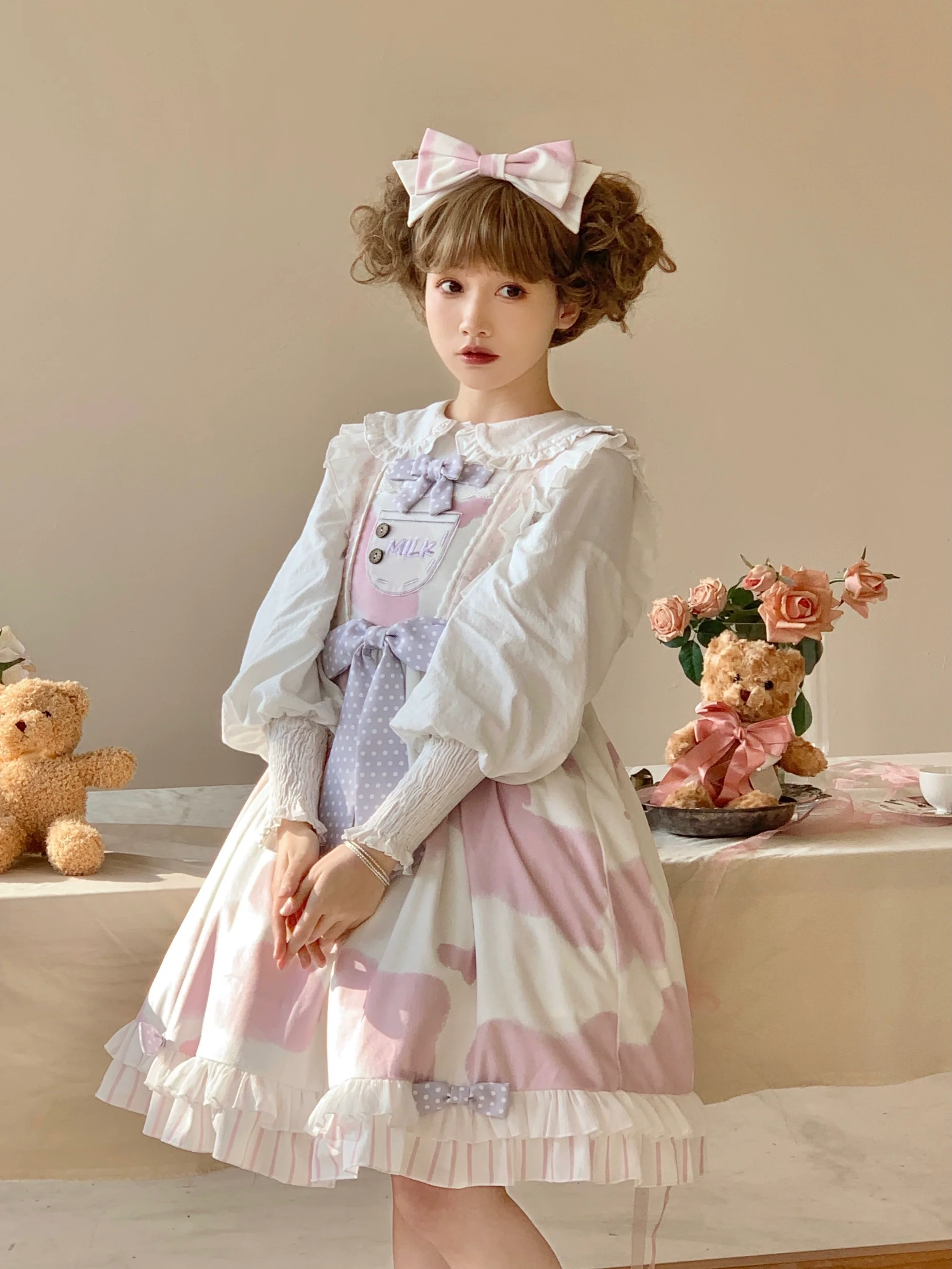 Milky Dango - Cow Spot Kawaii Lolita JSK, Side Pockets - Image 26