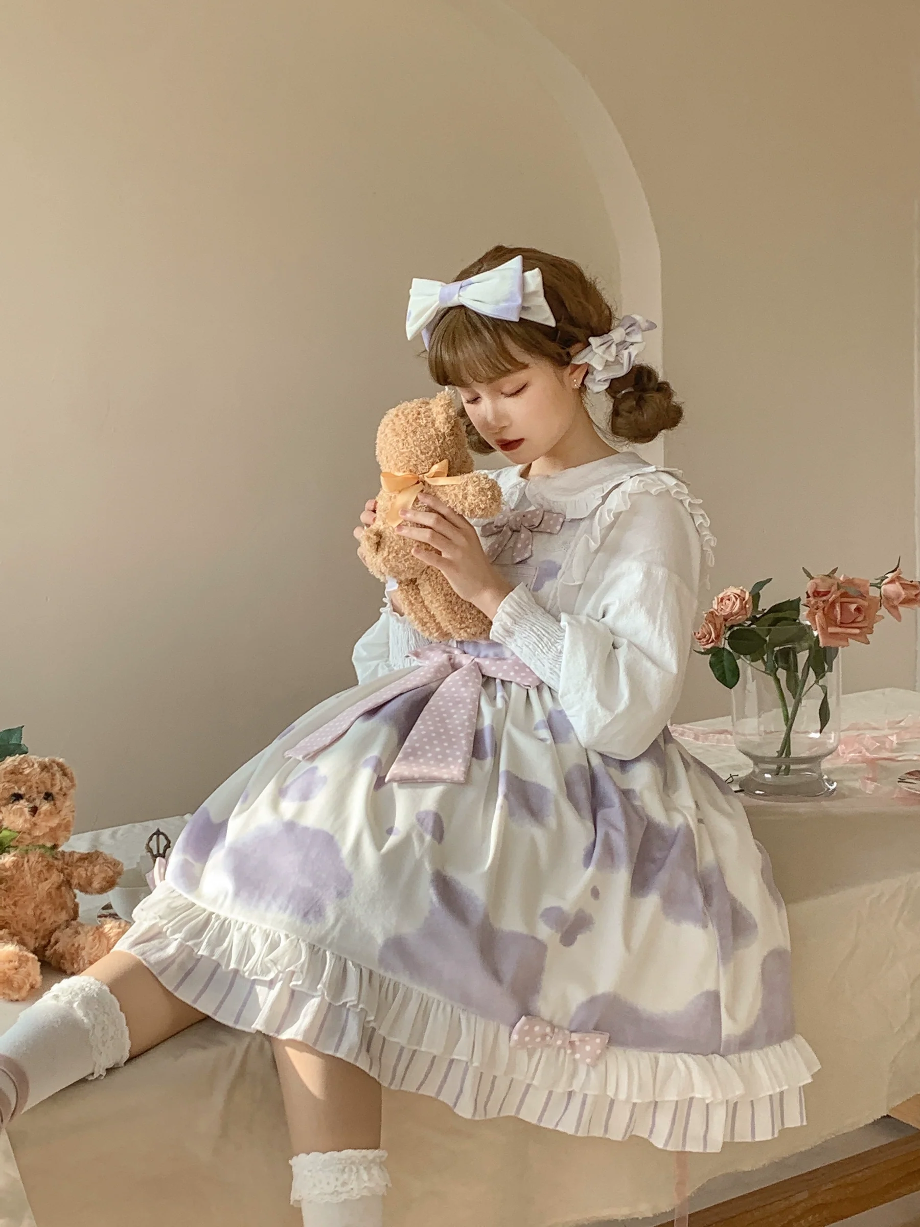 Milky Dango - Cow Spot Kawaii Lolita JSK, Side Pockets - Image 29