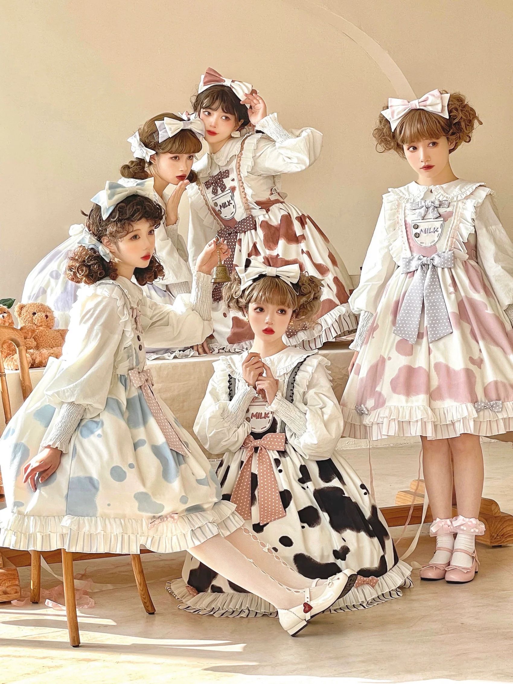 Milky Dango - Cow Spot Kawaii Lolita JSK, Side Pockets - Image 3