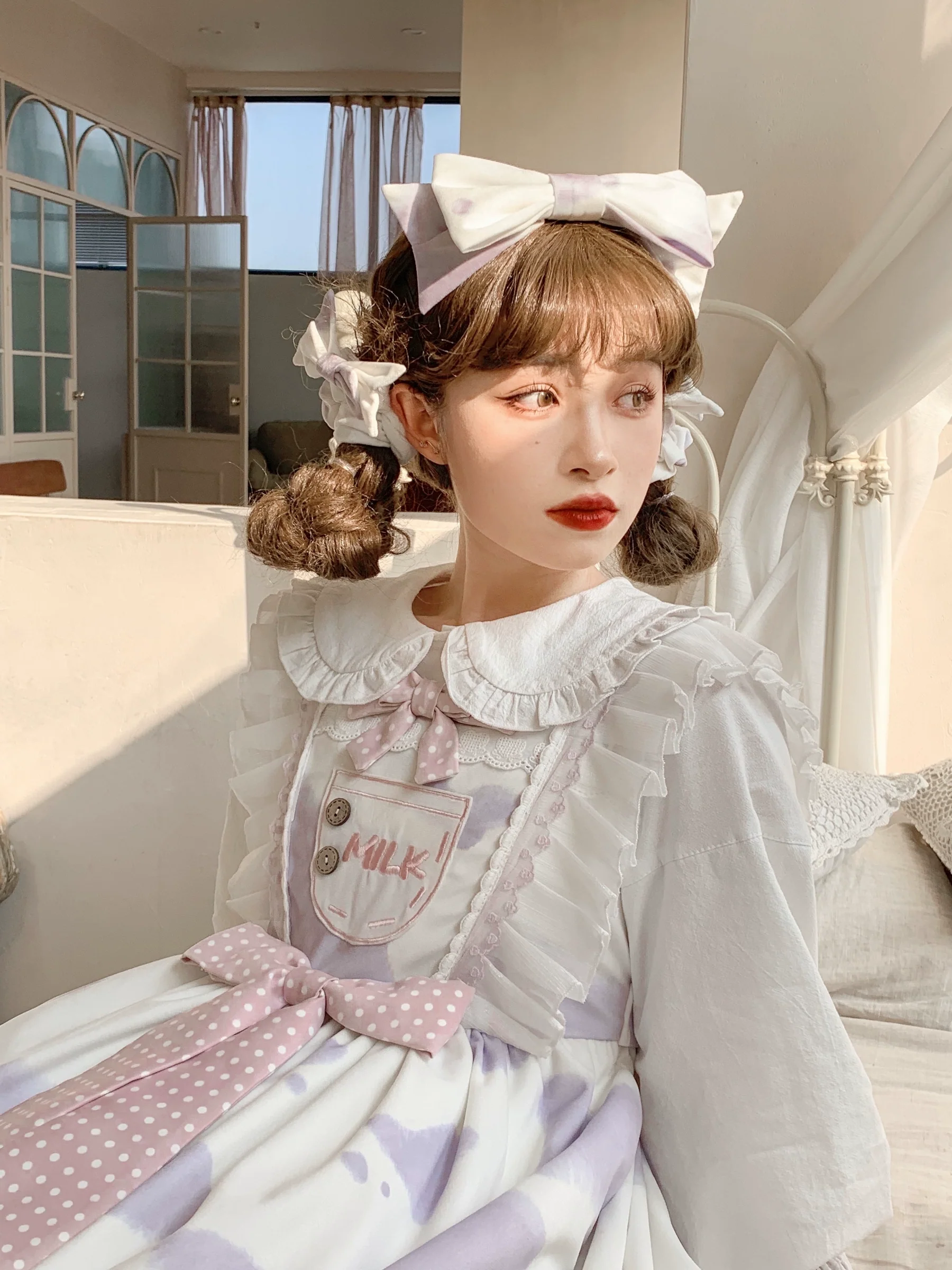 Milky Dango - Cow Spot Kawaii Lolita JSK, Side Pockets - Image 30