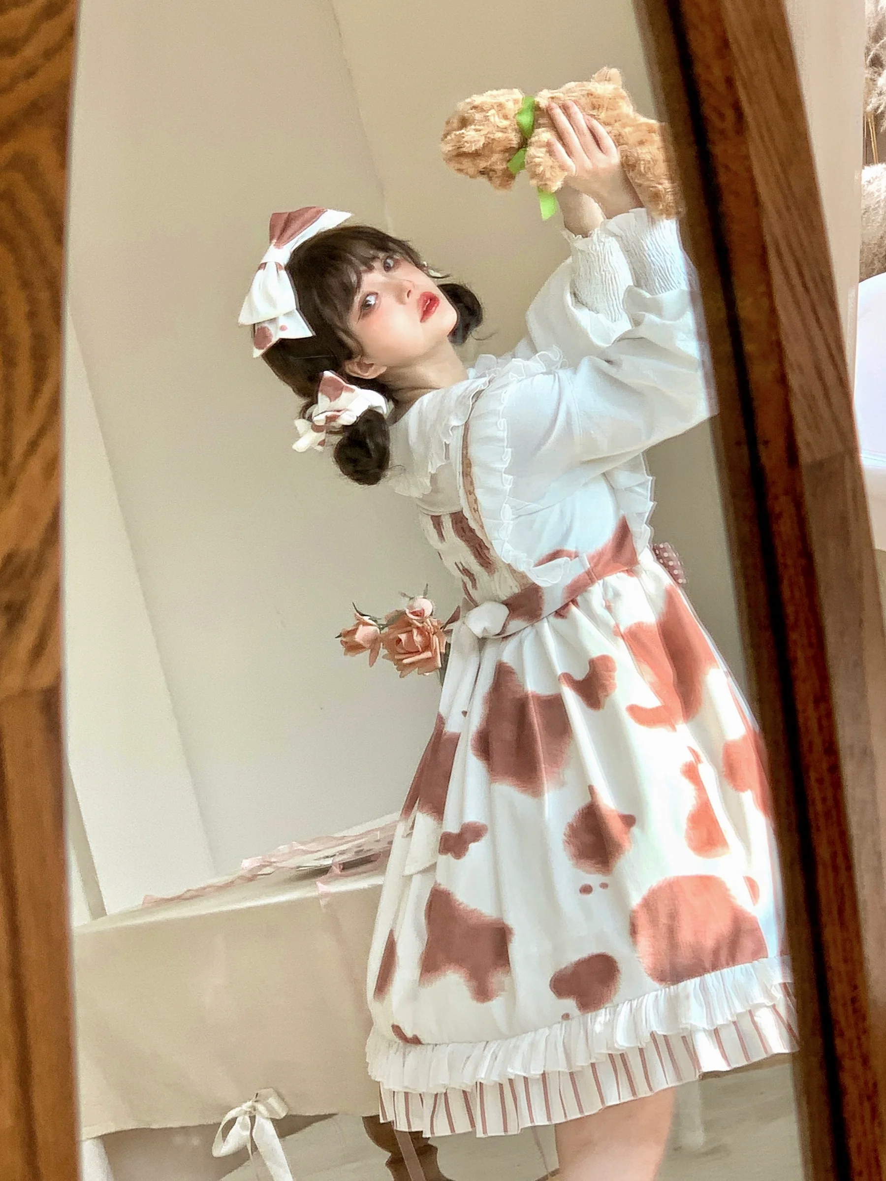 Milky Dango - Cow Spot Kawaii Lolita JSK, Side Pockets - Image 33