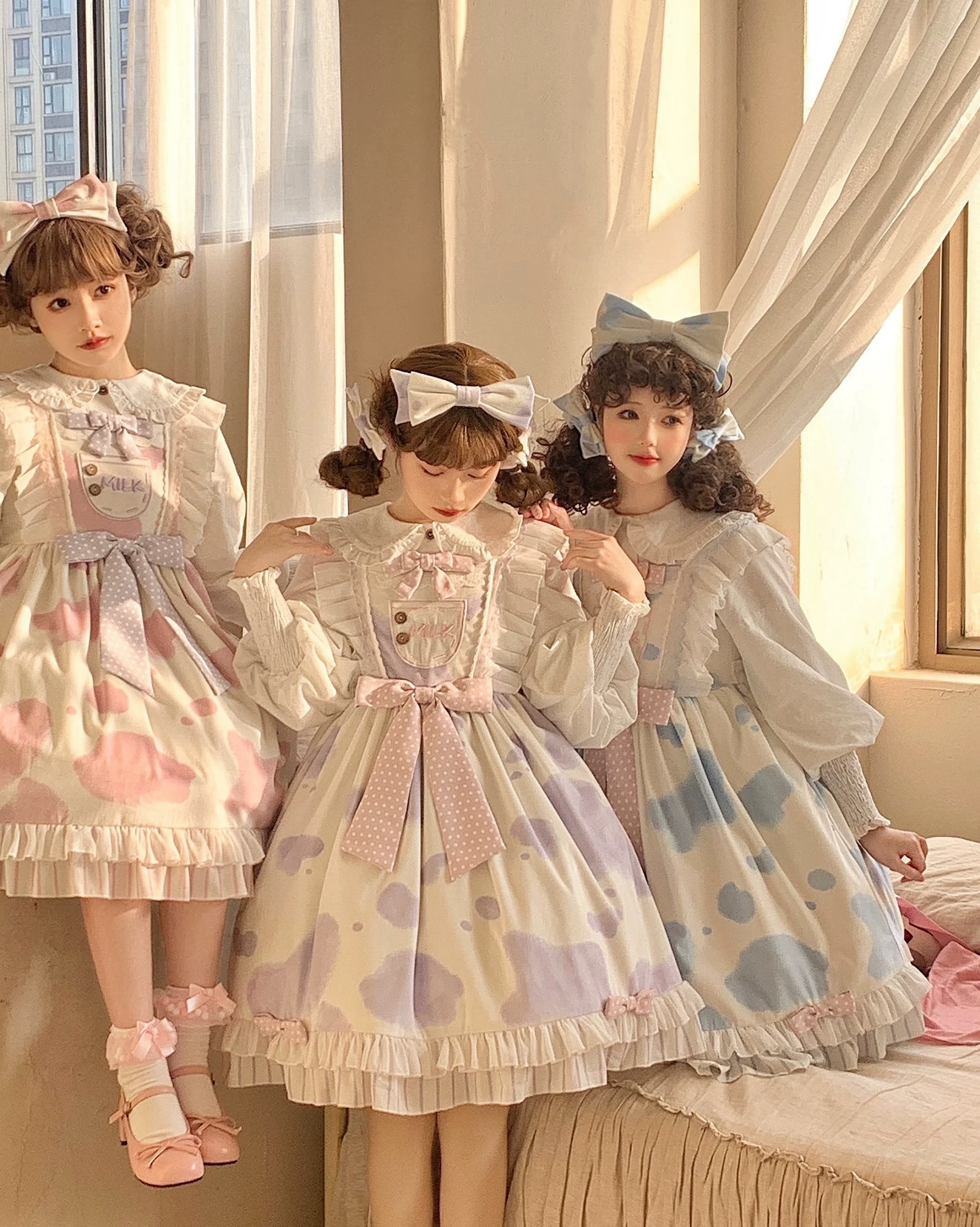 Milky Dango - Cow Spot Kawaii Lolita JSK, Side Pockets - Image 6