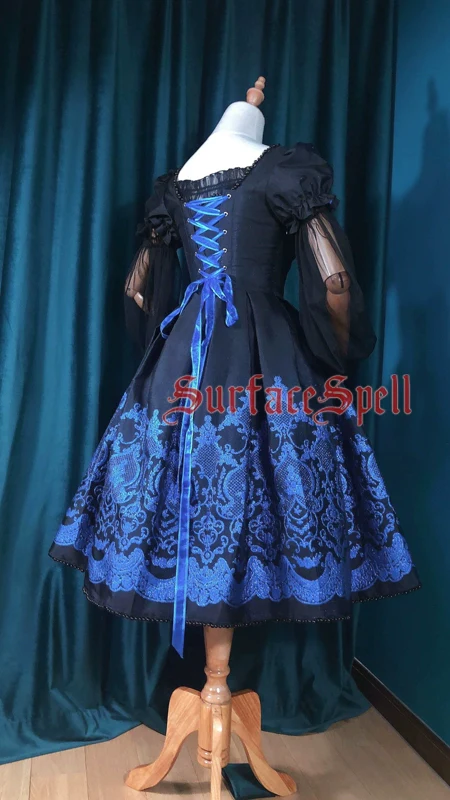 Nocturne - Custom Gothic Lolita Dress Brocade Puff Sleeve Dress - Image 4