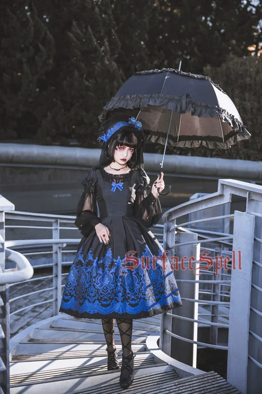 Nocturne - Custom Gothic Lolita Dress Brocade Puff Sleeve Dress - Image 6