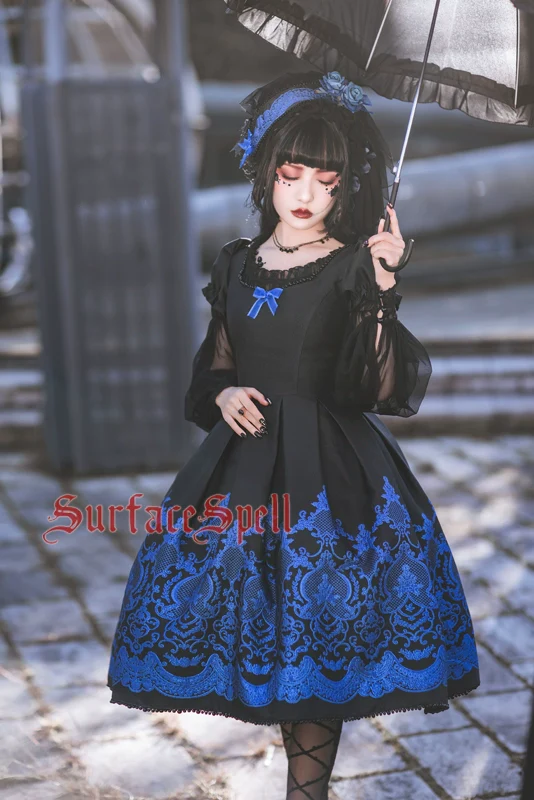 Nocturne - Custom Gothic Lolita Dress Brocade Puff Sleeve Dress - Image 9