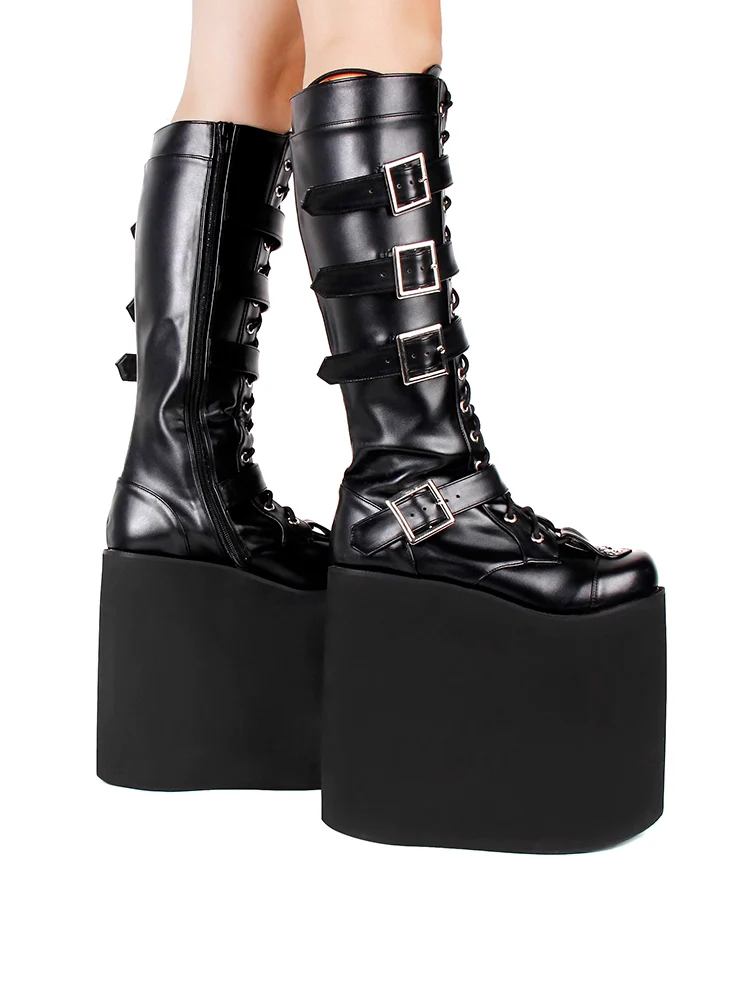 Angelic imprint - Customized Gothic Lolita Shoes Punk Boots 20CM Platform - Image 5