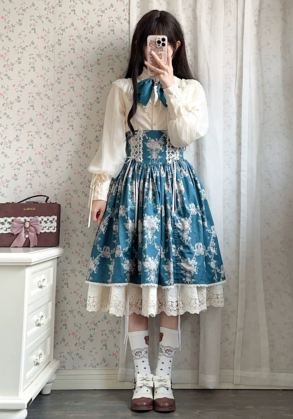 Customized Vintage Lolita Skirt Elegant Pullover Fishbone SK - Image 48