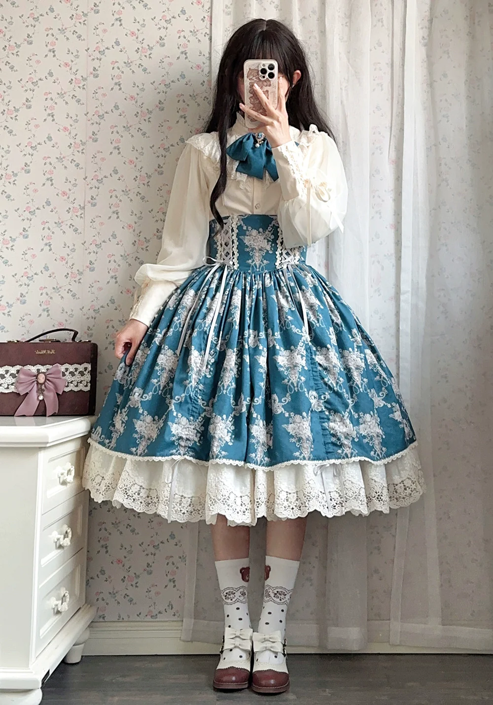 Customized Vintage Lolita Skirt Elegant Pullover Fishbone SK - Image 52