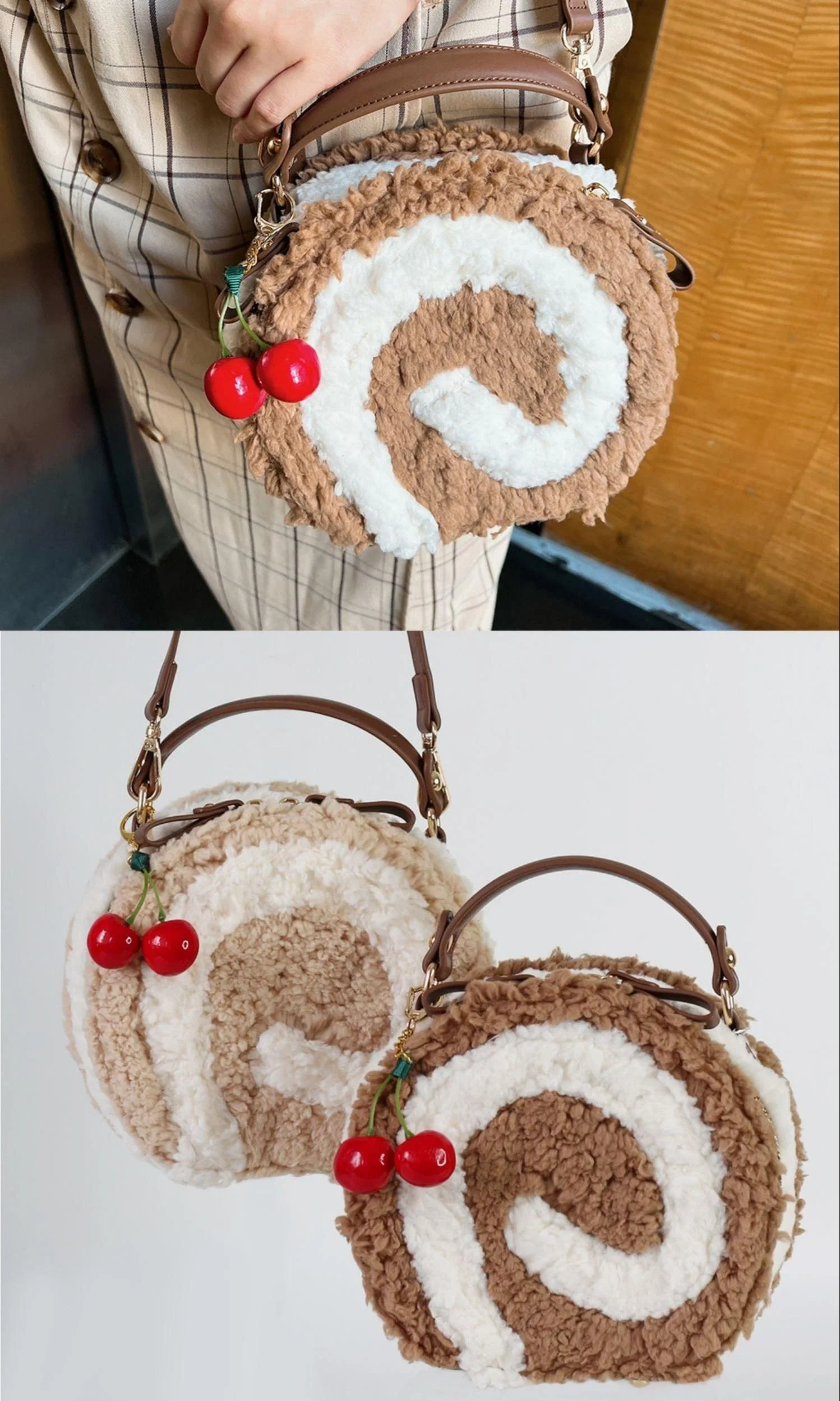 Little Swiss Roll - Cute Plush Lolita Bag, Adjustable Crossbody Strap - Image 10