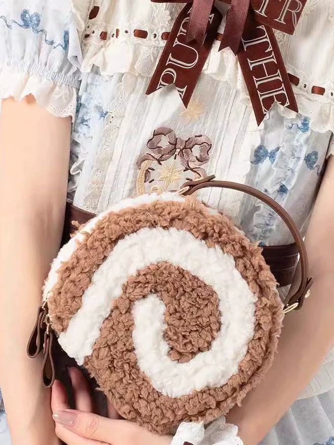 Little Swiss Roll - Cute Plush Lolita Bag, Adjustable Crossbody Strap - Image 3