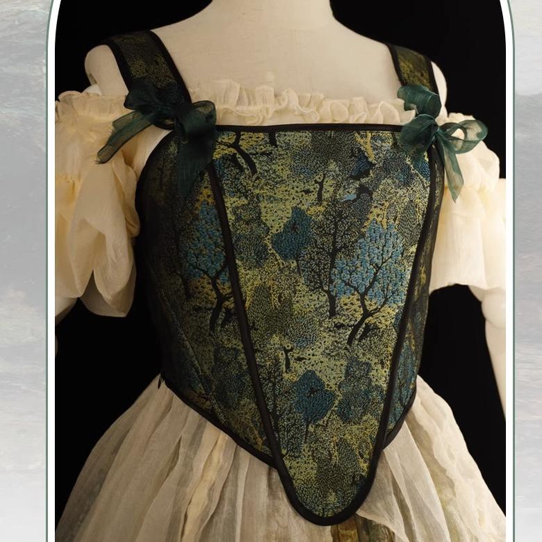 Cyan - Morning of Pine Forest - Elegant Lolita Bear Print Skirt - Image 28