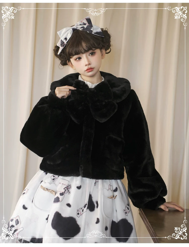 Daily Lolita Coat Imitation Rabbit Hair Short Winter Coat - Image 10