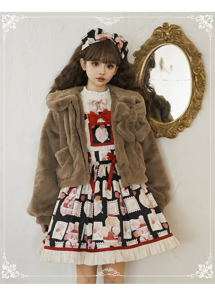 Daily Lolita Coat Imitation Rabbit Hair Short Winter Coat - Image 13