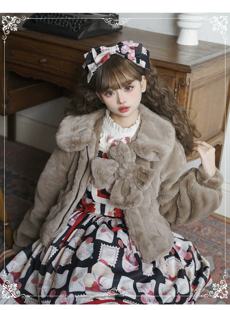 Daily Lolita Coat Imitation Rabbit Hair Short Winter Coat - Image 14
