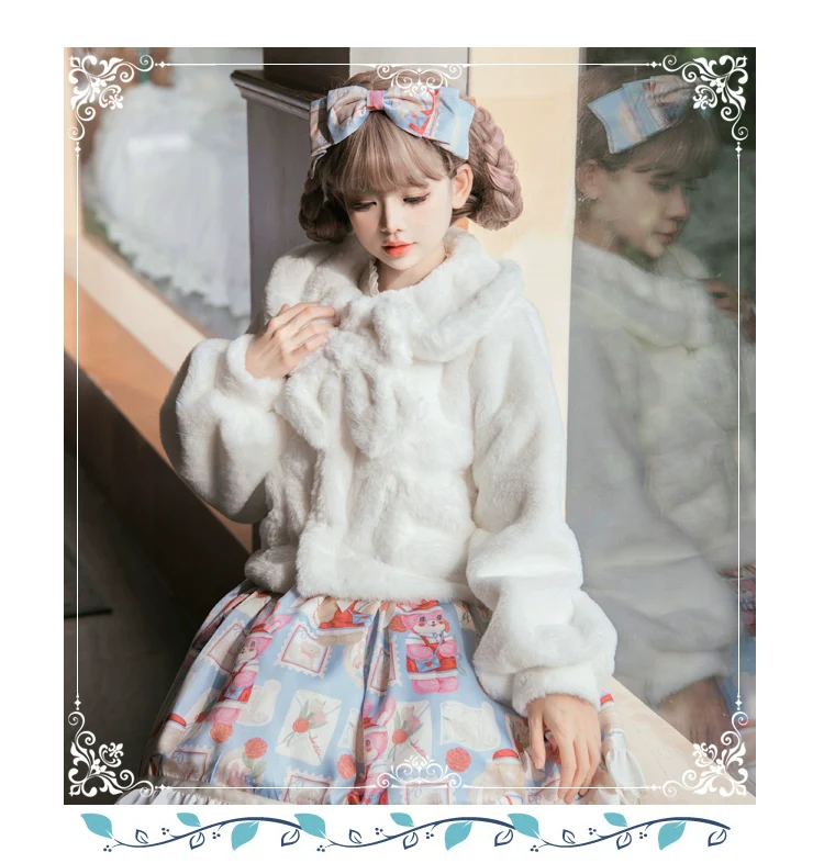 Daily Lolita Coat Imitation Rabbit Hair Short Winter Coat - Image 3