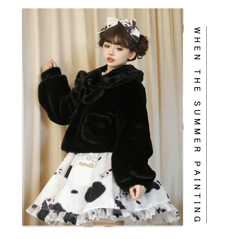 Daily Lolita Coat Imitation Rabbit Hair Short Winter Coat - Image 8
