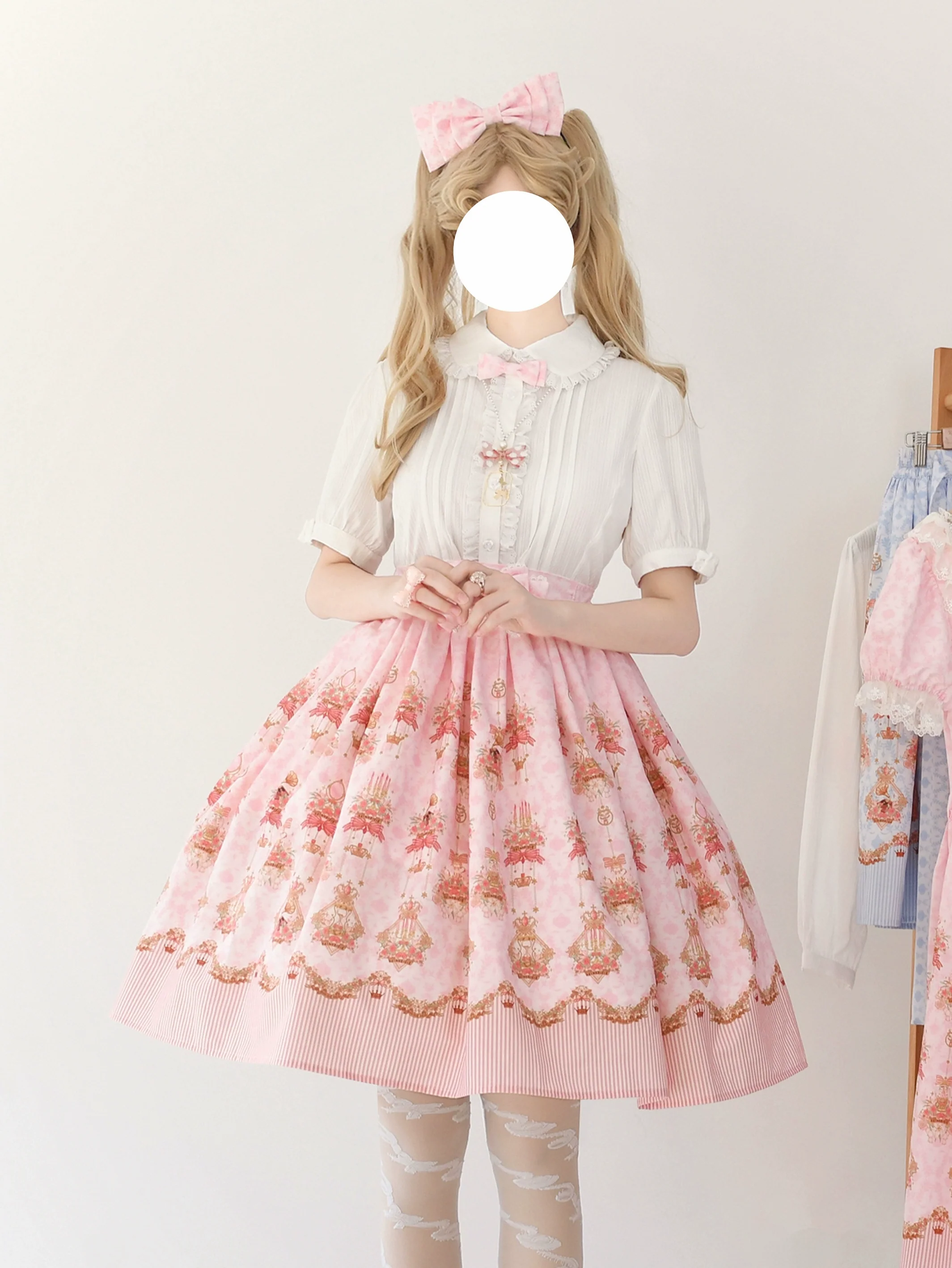 Rose Garden Bunny - Daily Lolita Rose Bunny Printing OP JSK Dress Set - Image 2