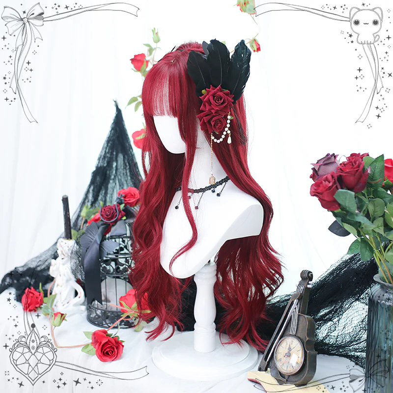 Dalao Home - Burning - Wine-red Long Curly Lolita Wig - Image 4