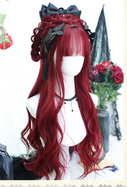 Dalao Home - Burning - Wine-red Long Curly Lolita Wig - Image 6