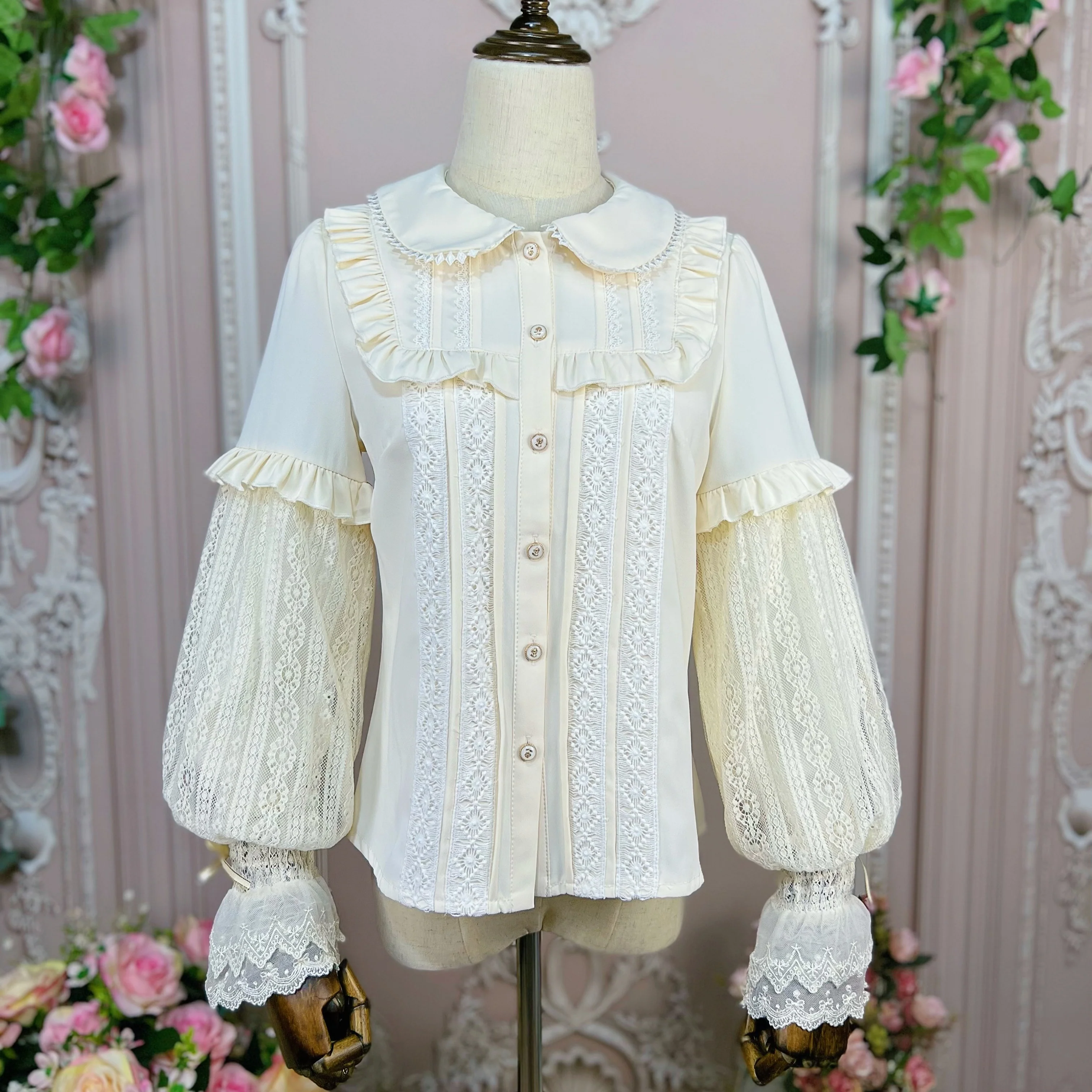 Vintage Lolita Mutton Leg Sleeve Blouse Doll Collar Shirt - Image 10