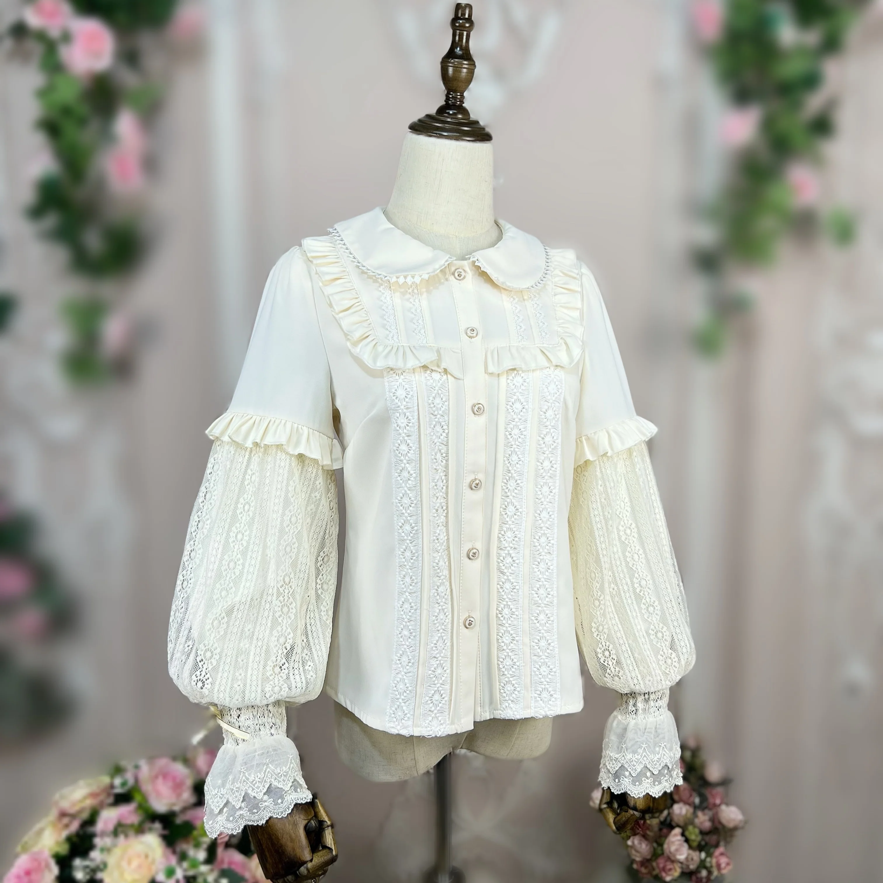 Vintage Lolita Mutton Leg Sleeve Blouse Doll Collar Shirt - Image 11
