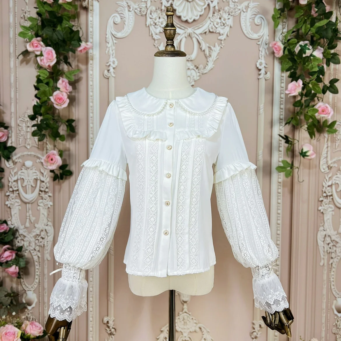 Vintage Lolita Mutton Leg Sleeve Blouse Doll Collar Shirt - Image 17