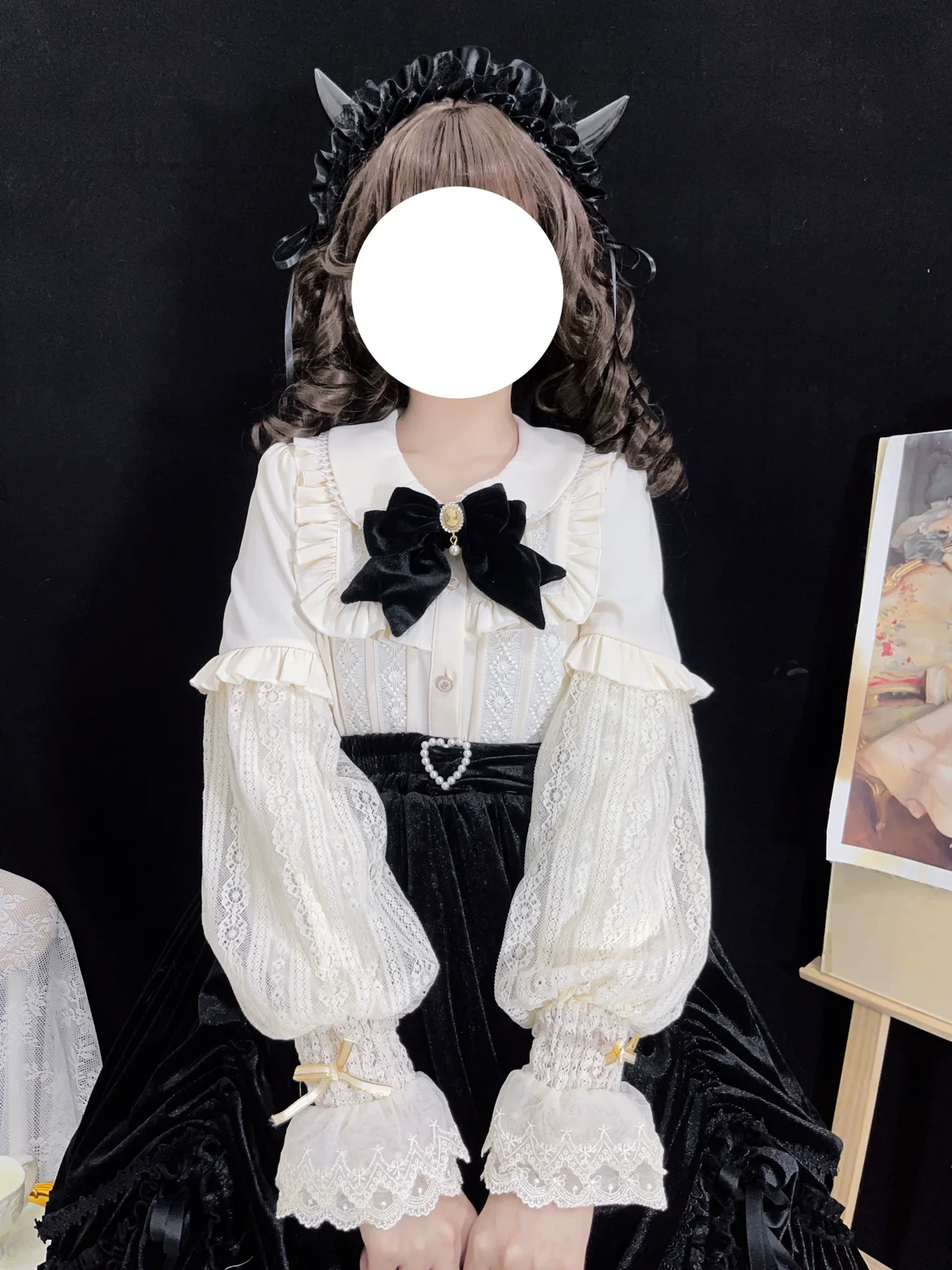 Vintage Lolita Mutton Leg Sleeve Blouse Doll Collar Shirt - Image 3