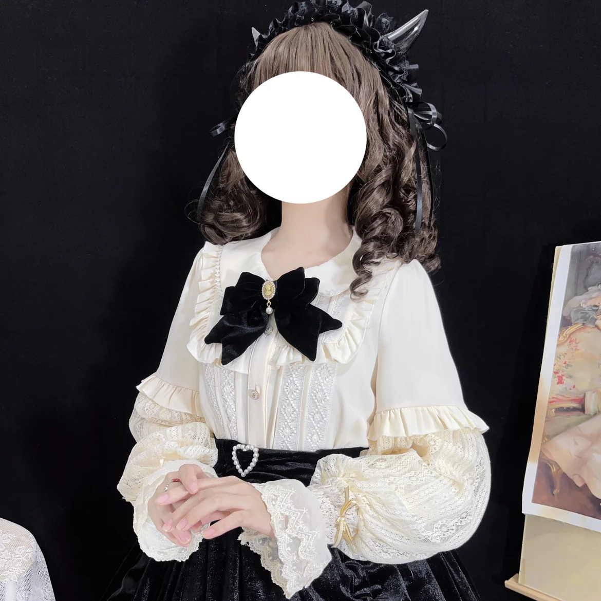 Vintage Lolita Mutton Leg Sleeve Blouse Doll Collar Shirt - Image 5