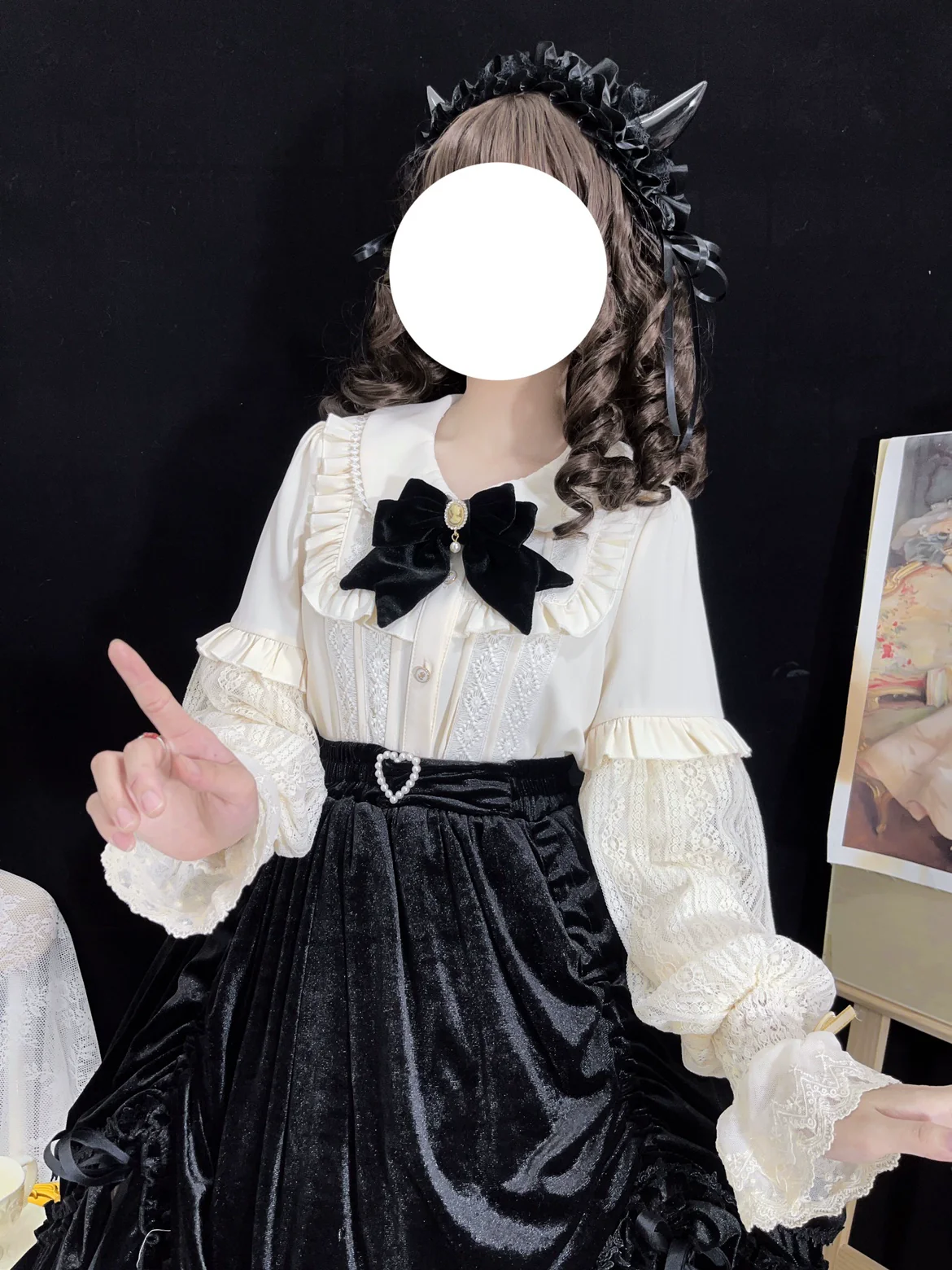 Vintage Lolita Mutton Leg Sleeve Blouse Doll Collar Shirt - Image 7