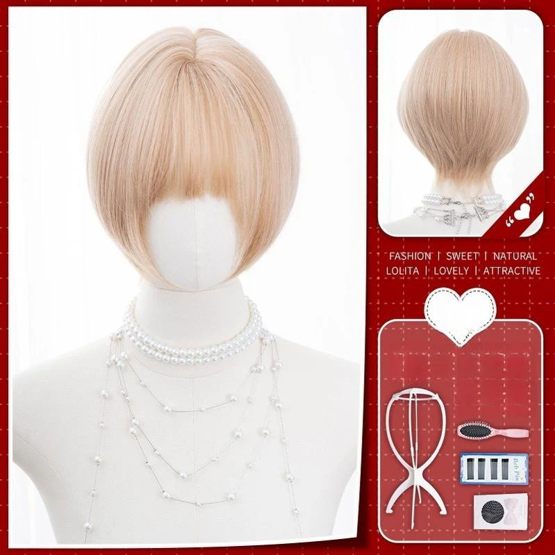 Alicegarden - Doll-like Lolita Bob Wig with Detachable Curly Ponytail - Image 10