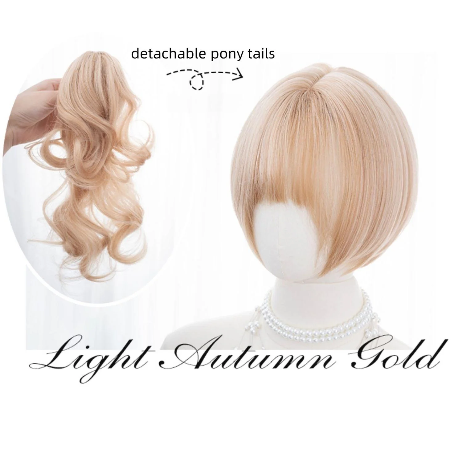 Alicegarden - Doll-like Lolita Bob Wig with Detachable Curly Ponytail - Image 3