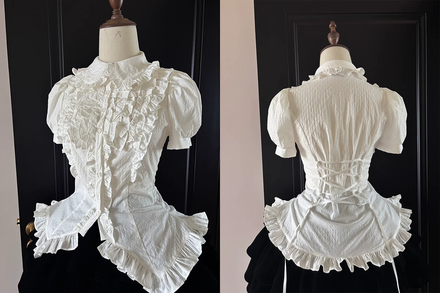 FlowerFairyDaily - Tiana's Wardrobe - Doll-like Lolita Shirt With Ruffles/Adjustable Back Strap - Image 3