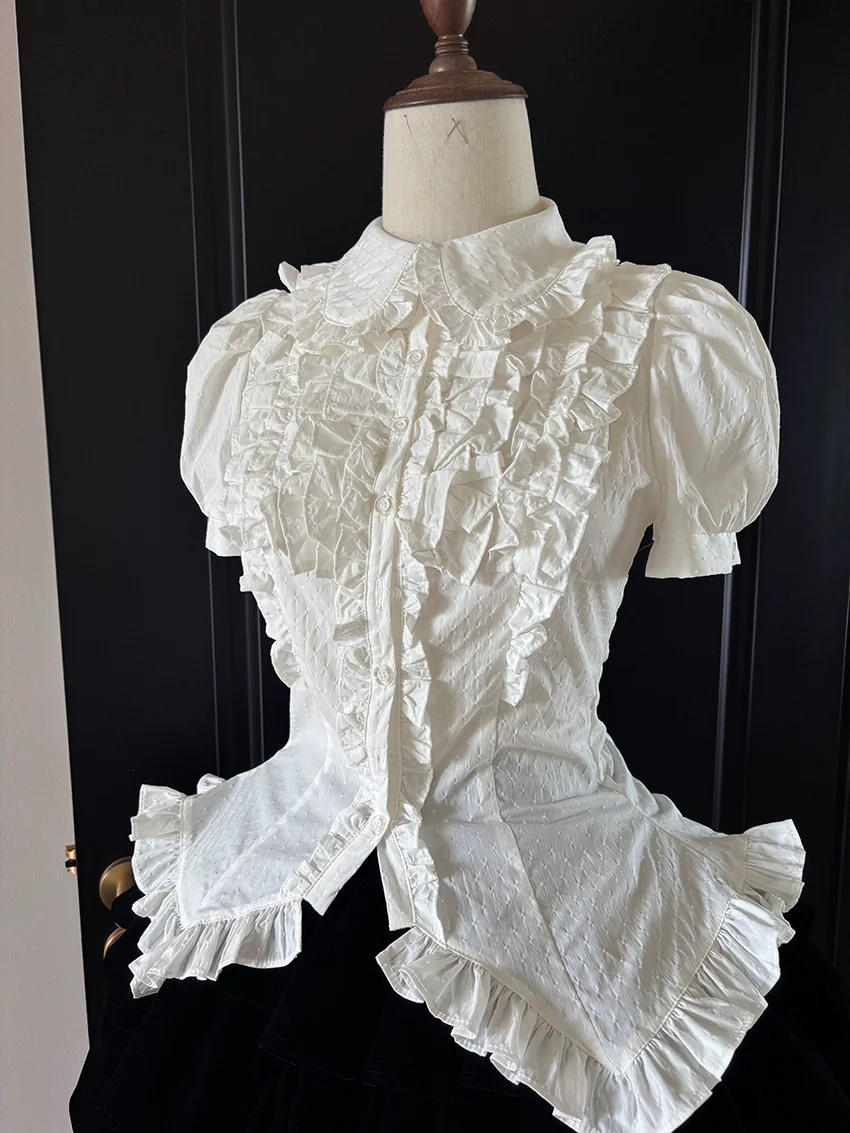 FlowerFairyDaily - Tiana's Wardrobe - Doll-like Lolita Shirt With Ruffles/Adjustable Back Strap - Image 4