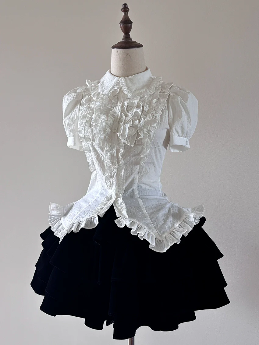 FlowerFairyDaily - Tiana's Wardrobe - Doll-like Lolita Shirt With Ruffles/Adjustable Back Strap - Image 5