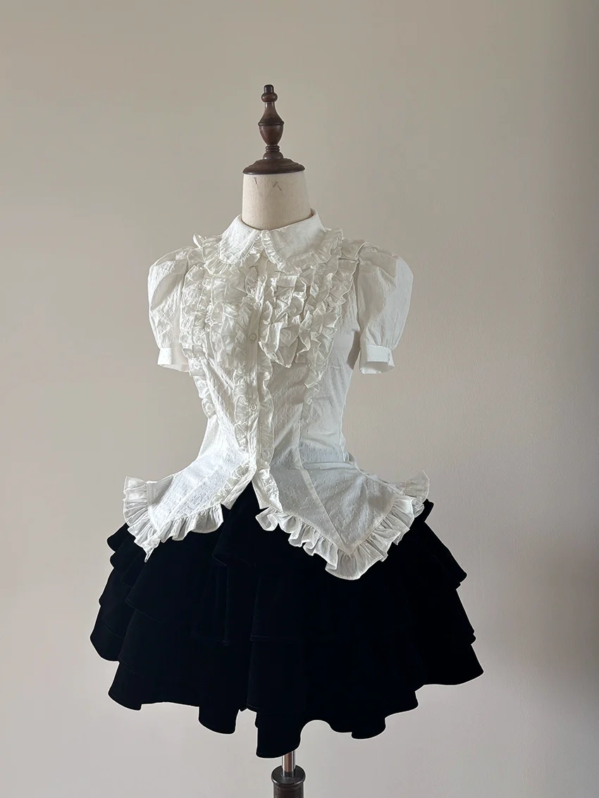 FlowerFairyDaily - Tiana's Wardrobe - Doll-like Lolita Shirt With Ruffles/Adjustable Back Strap - Image 6