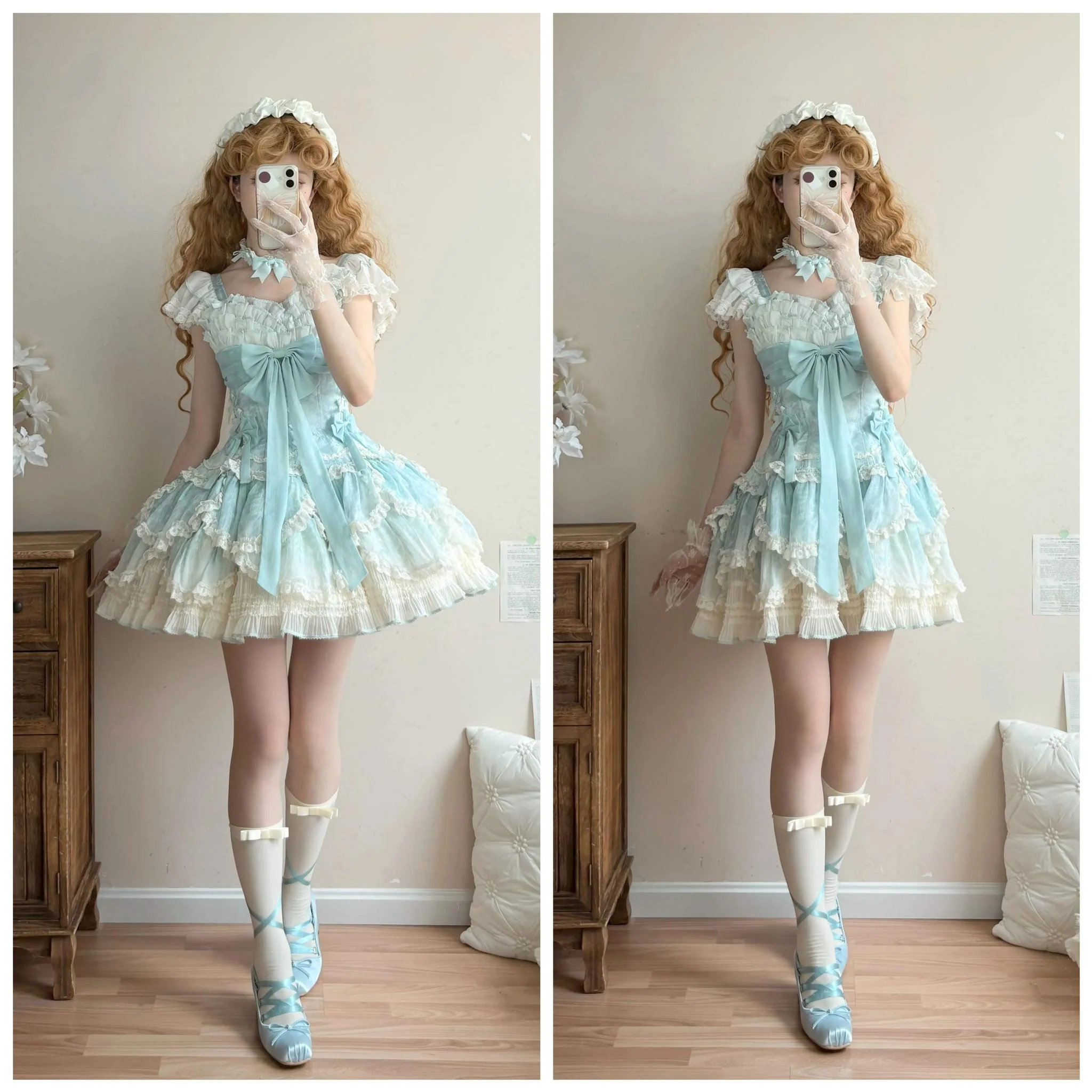 Meowing and fruity - Dream of Floral - Doll-Like Sweet Lolita Dress, Tiered Petal Hem - Image 11